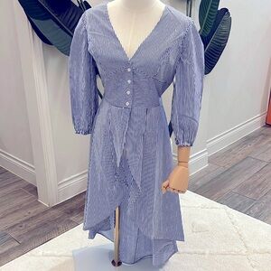 Blue & white stripe button down tunic